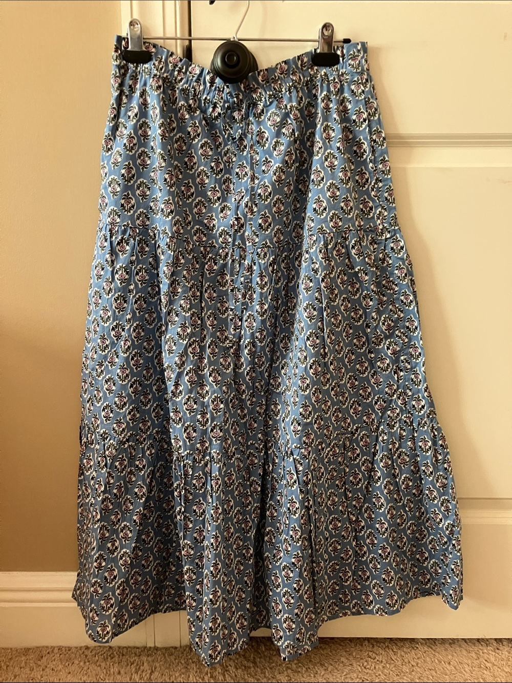 J. Crew Factory Light Blue Floral Tiered Skirt Medium New With Tag 100% Cotton